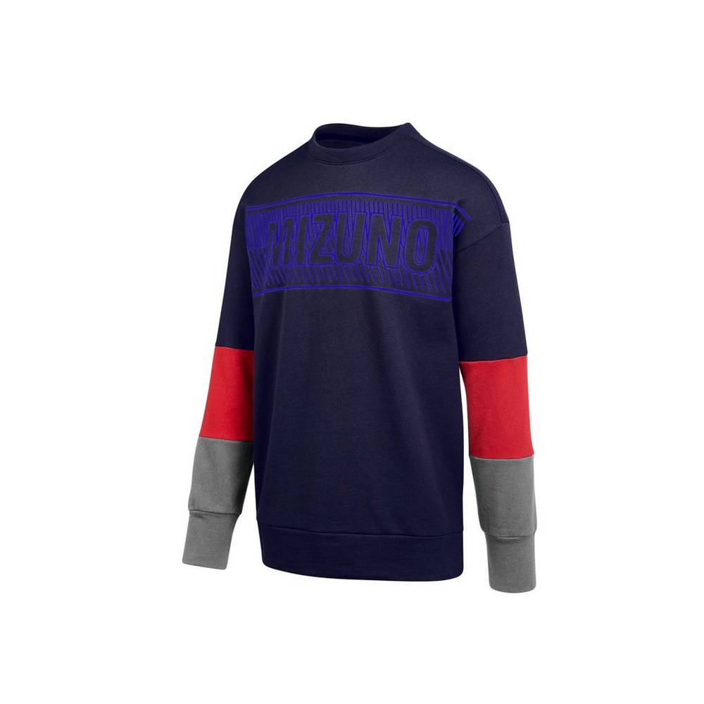 Mizuno MZ1 Tokyo Fleece Crew Női Futópóló Sötétkék DQY630259